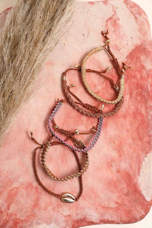 Individual Bead + Leather Layered Bracelets