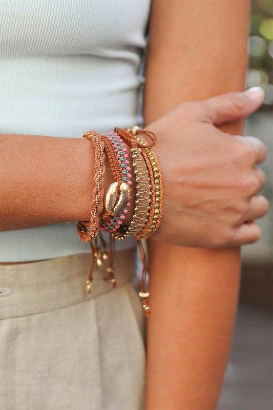 Individual Bead + Leather Layered Bracelets