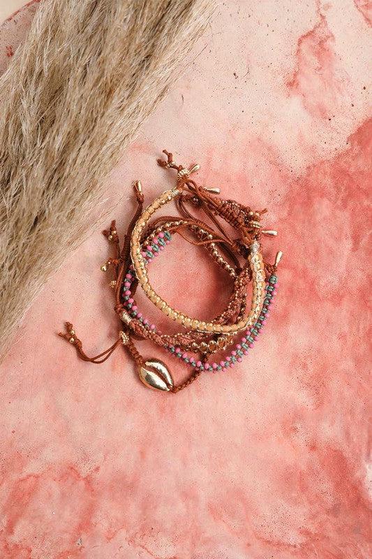 Individual Bead + Leather Layered Bracelets