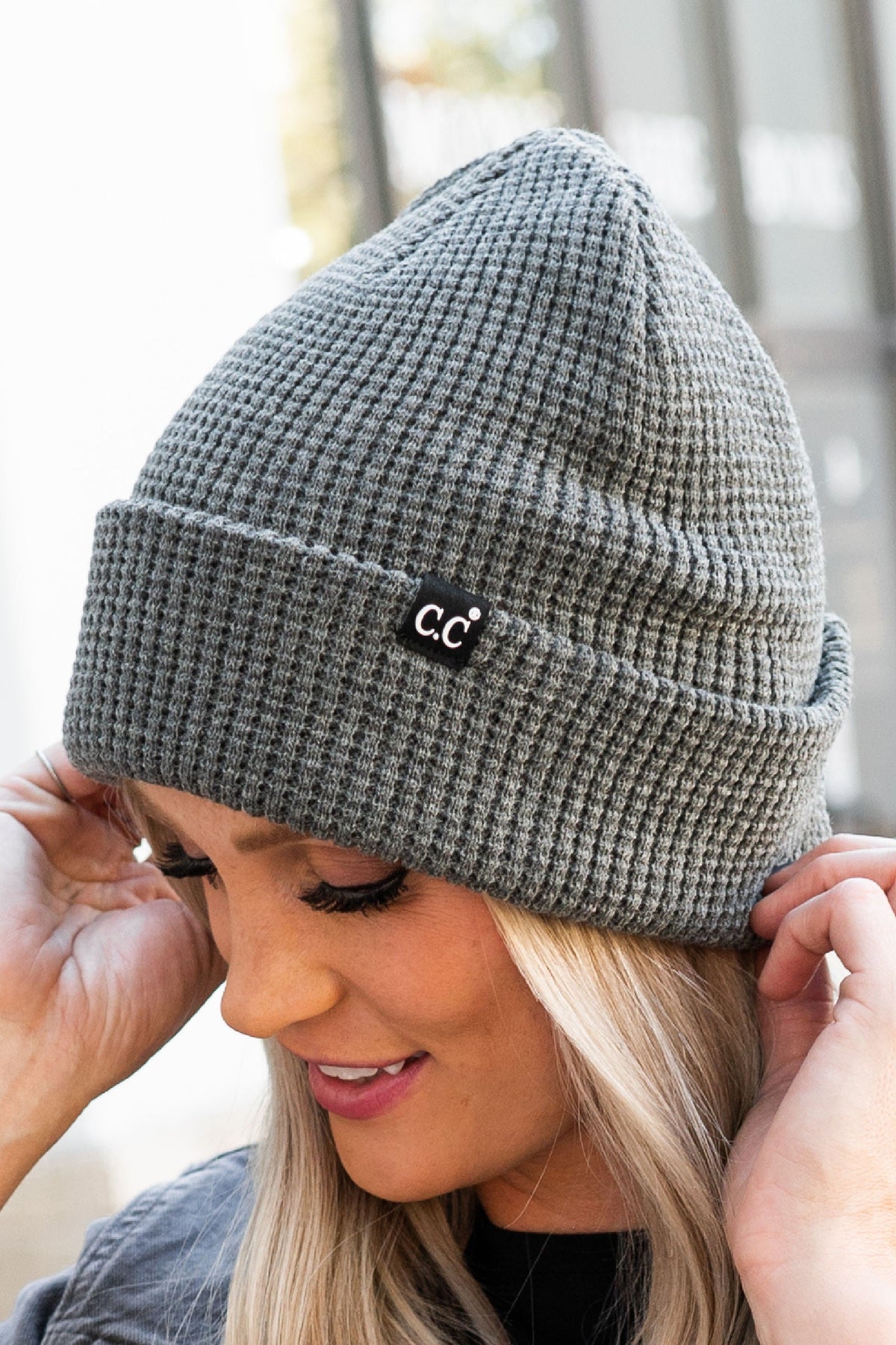 Slouchy Cuffed Waffle Beanie