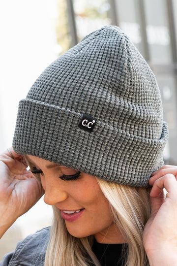 Slouchy Cuffed Waffle Beanie