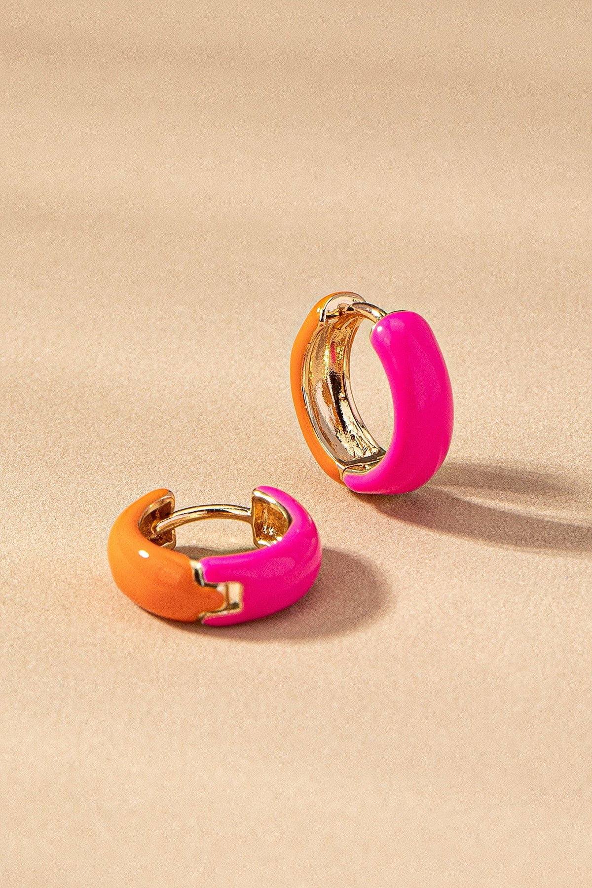Two Tone Huggie Hoops
