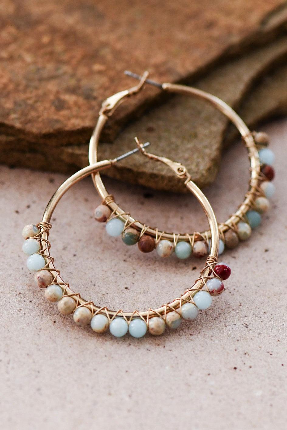 Jasper Stone Bead Earrings