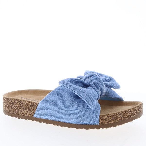 Denim Bow Slides