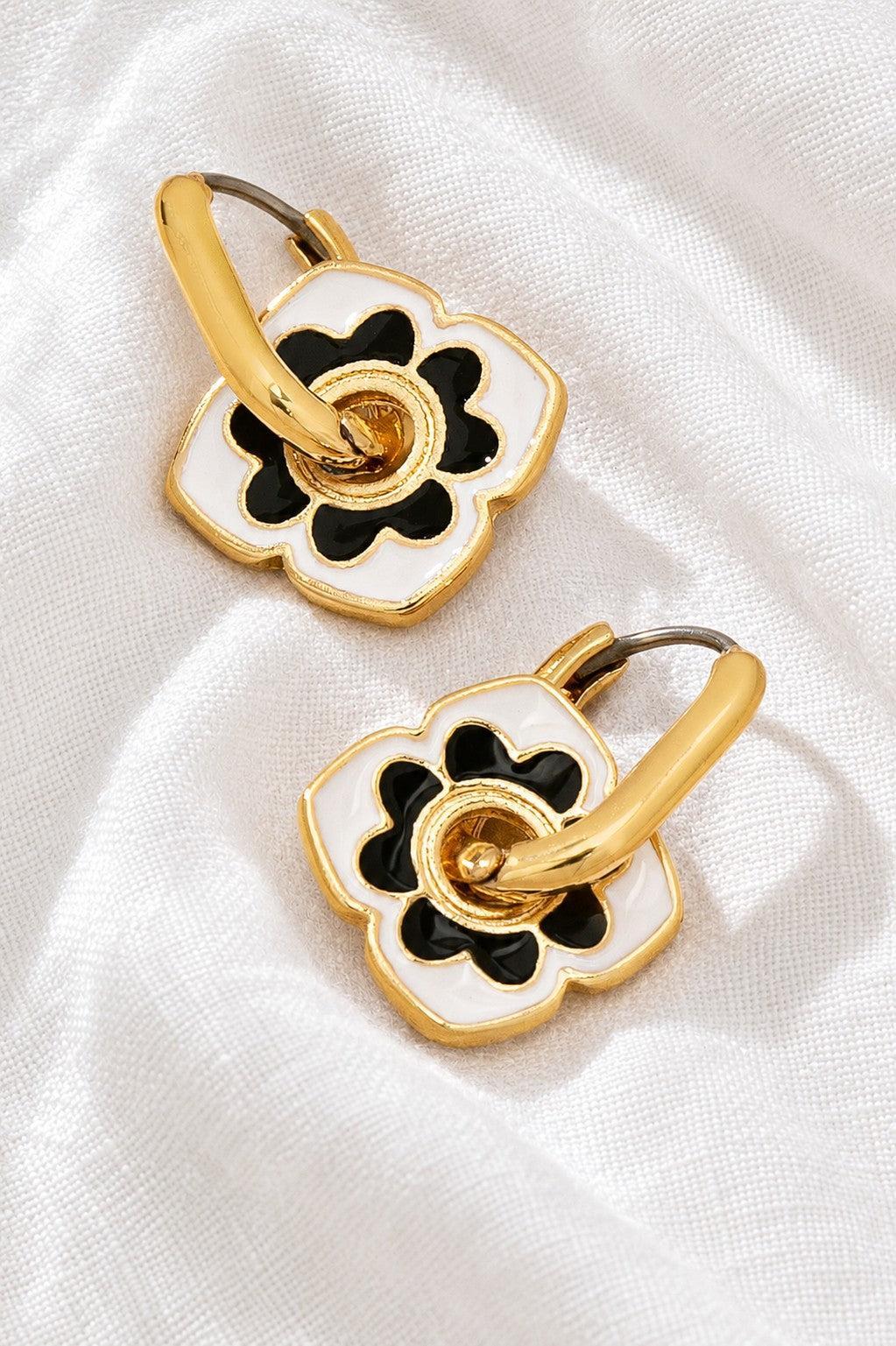 Flower Stamp Huggie Hoops
