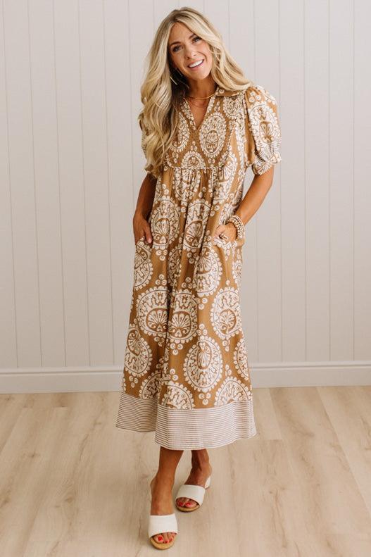 Alice Floral and Stripe Midi Dress