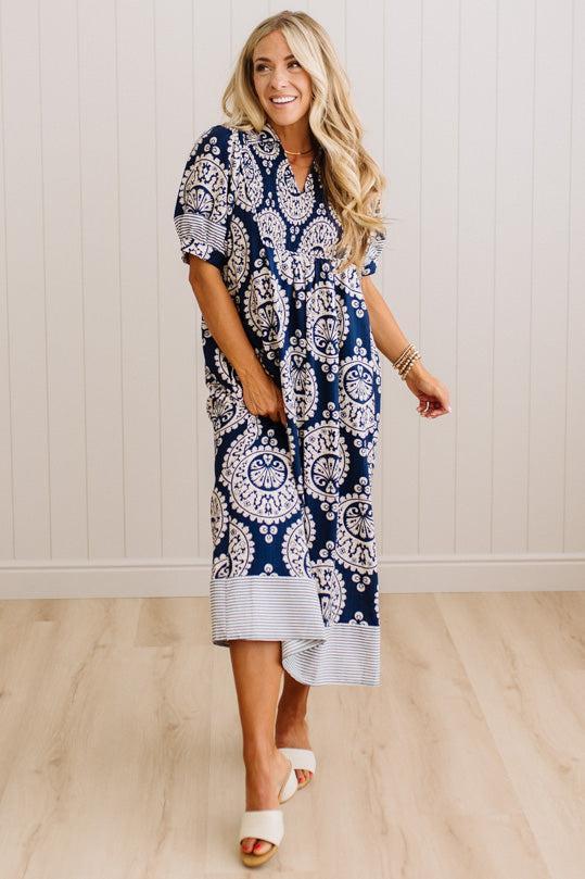 Alice Floral and Stripe Midi Dress