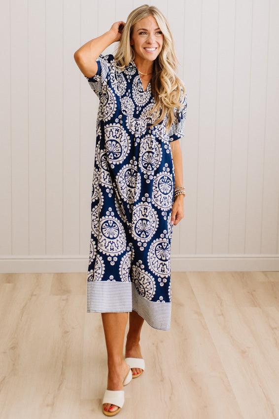 Alice Floral and Stripe Midi Dress