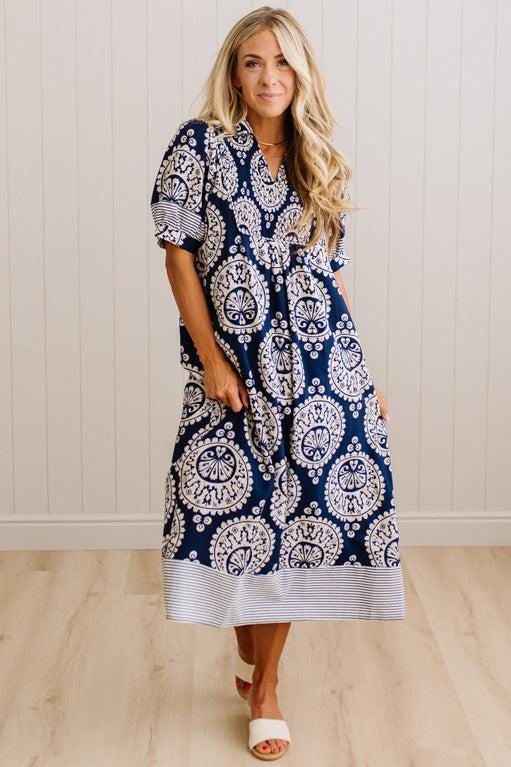 Alice Floral and Stripe Midi Dress