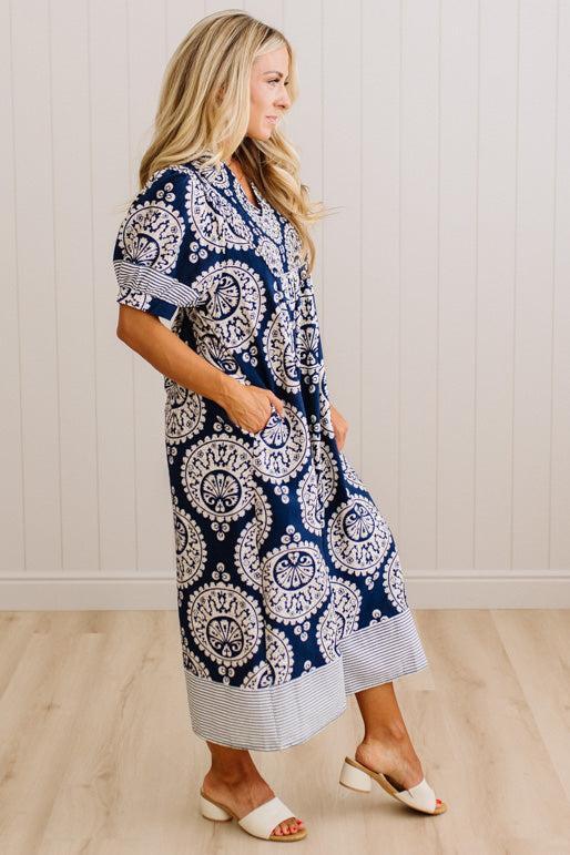 Alice Floral and Stripe Midi Dress