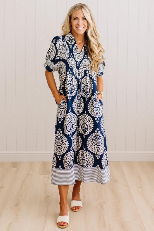 Alice Floral and Stripe Midi Dress