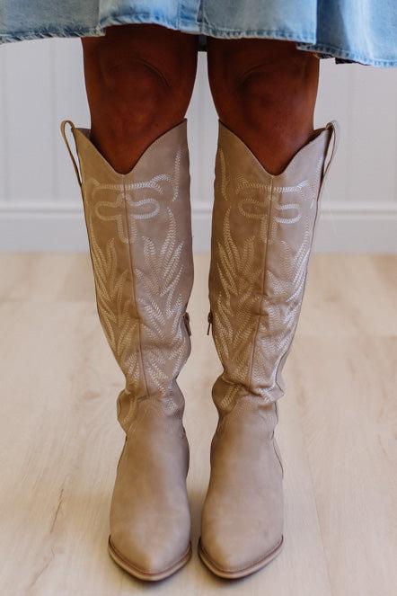 Aly Embroidered Western Boots | Cedar Wood