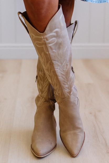 Aly Embroidered Western Boots | Cedar Wood
