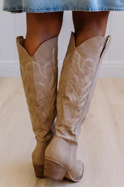 Aly Embroidered Western Boots | Cedar Wood