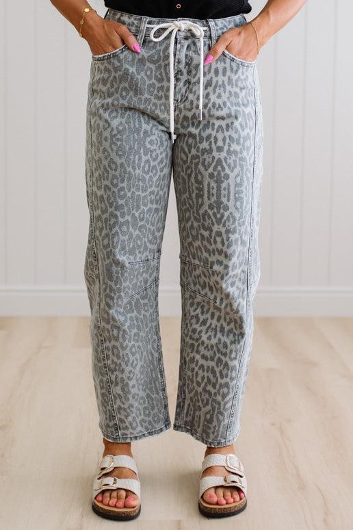 Amber Leopard Print Barrel Jeans - VERVET