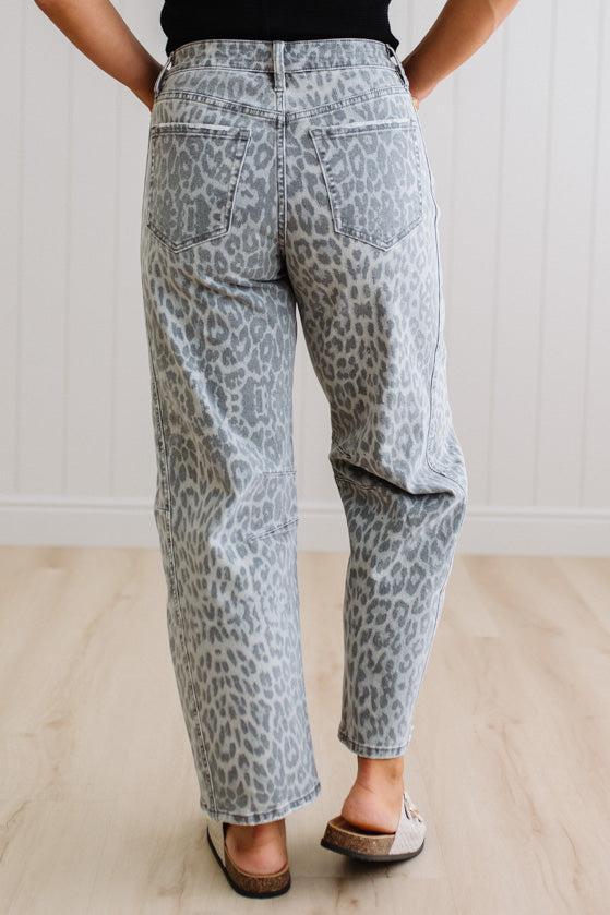 Amber Leopard Print Barrel Jeans - VERVET