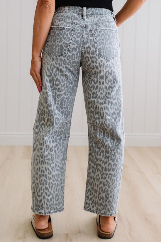 Amber Leopard Print Barrel Jeans - VERVET
