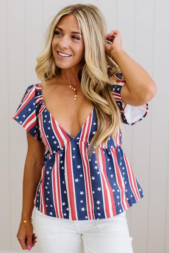 Americana Tie Back Denim Top