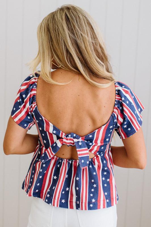 Americana Tie Back Denim Top