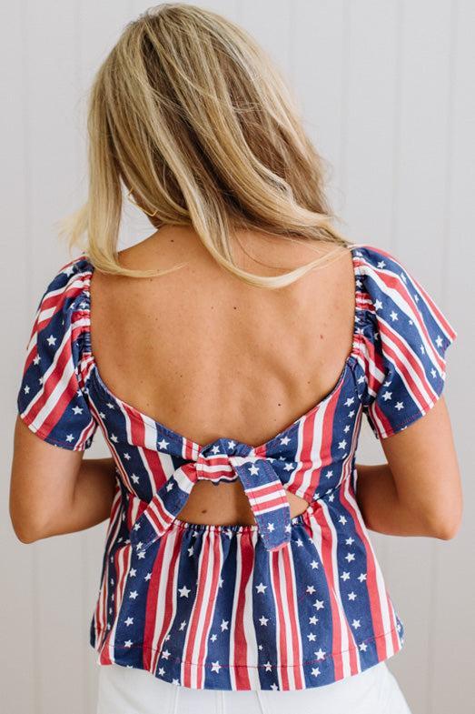 Americana Tie Back Denim Top