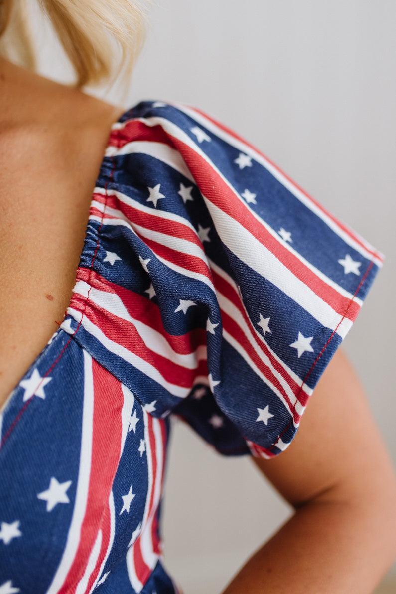 Americana Tie Back Denim Top