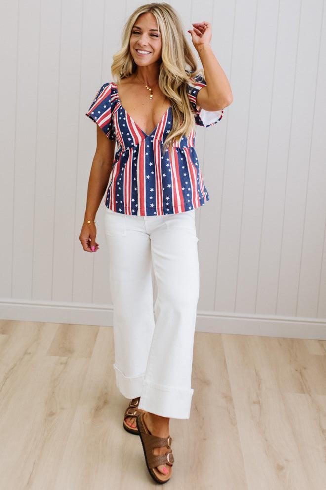 Americana Tie Back Denim Top