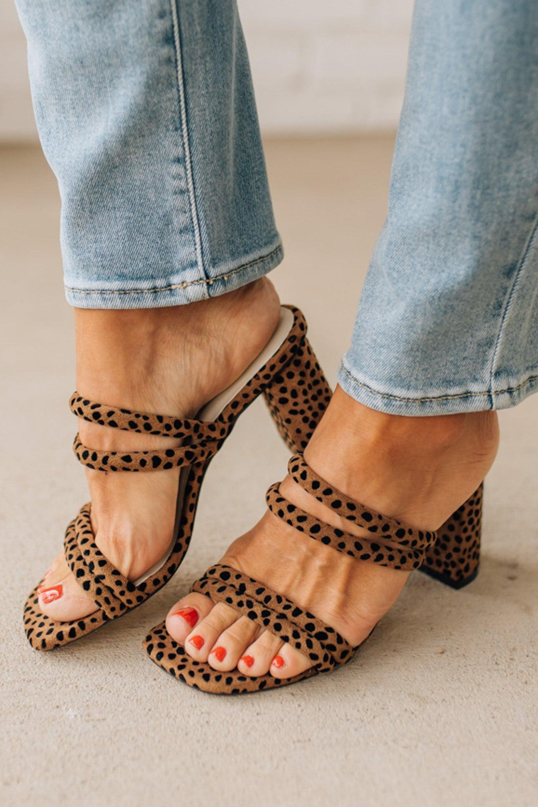 Angie Doubled Strap Block Heels