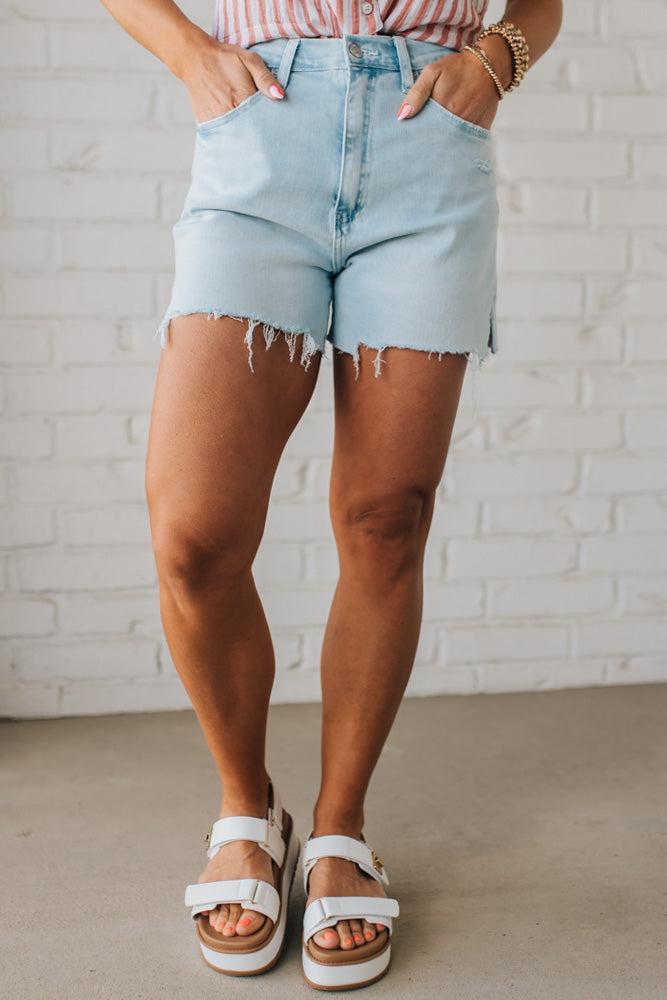 Aniah Acid Wash Distressed Denim Shorts - ANNIEWEAR
