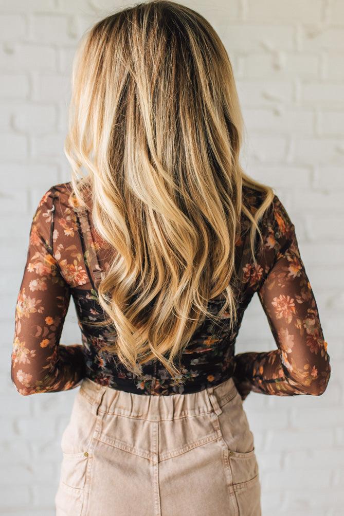 Autumn Floral Mesh Top