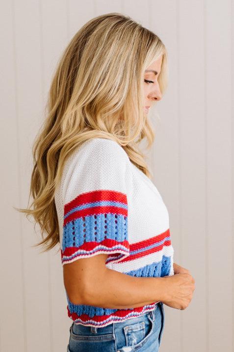 Betty Button Front Short Sleeve Sweater