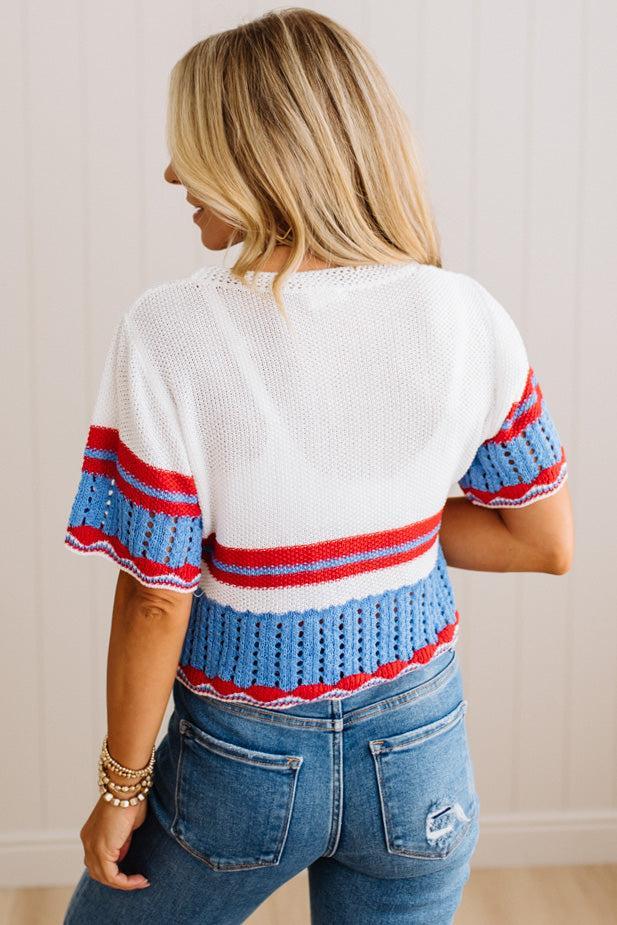 Betty Button Front Short Sleeve Sweater