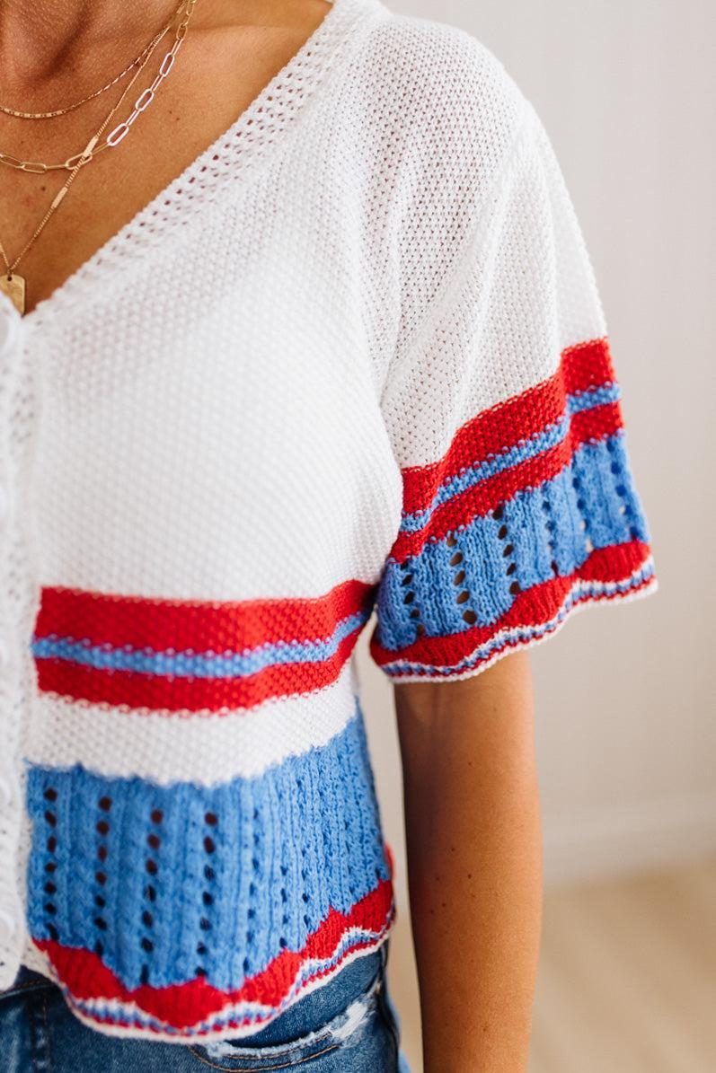 Betty Button Front Short Sleeve Sweater