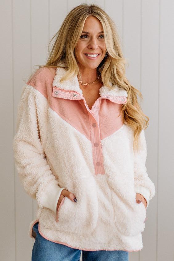 Blocked Sherpa Pullover