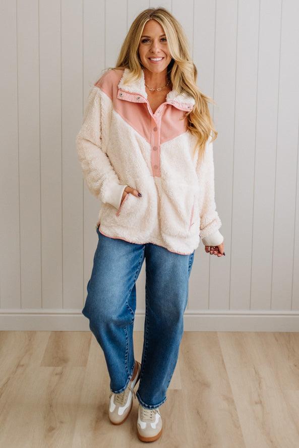 Blocked Sherpa Pullover