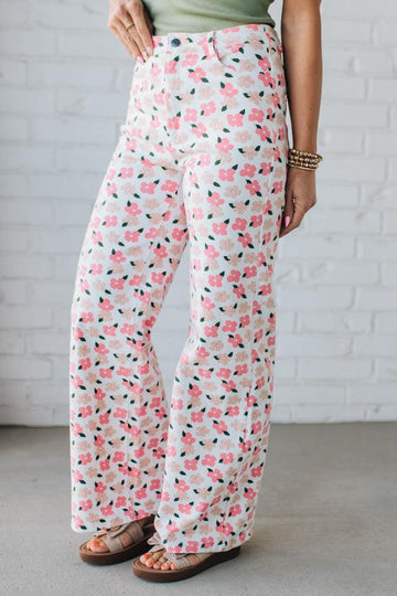 Bloomed High Waist Denim Pants - ANNIEWEAR