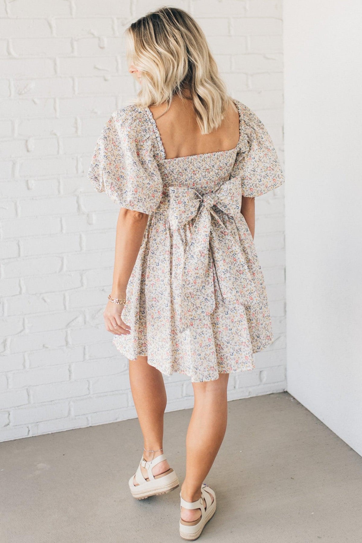 Blooming Bow Detail Mini Dress