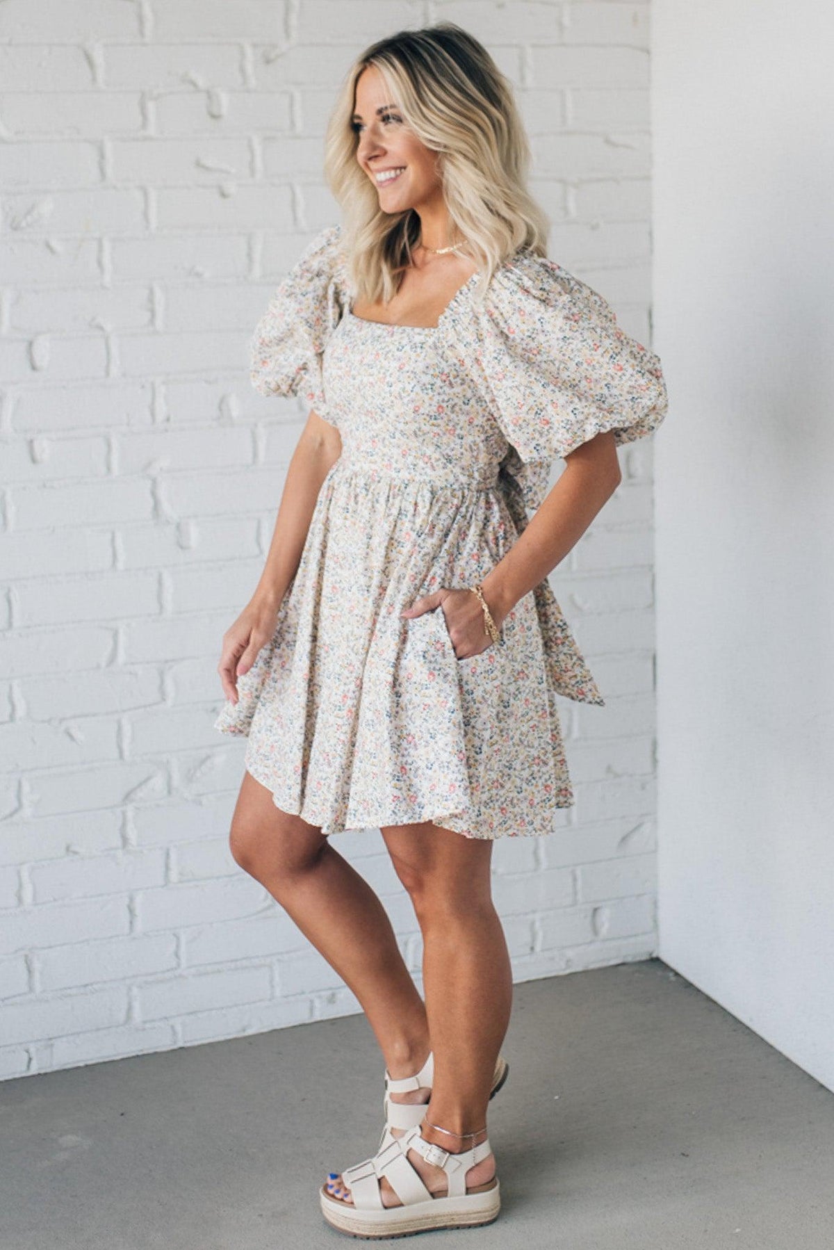 Blooming Bow Detail Mini Dress