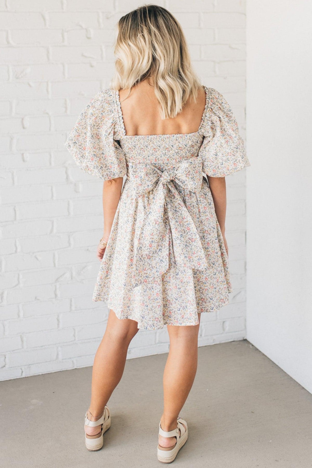 Blooming Bow Detail Mini Dress