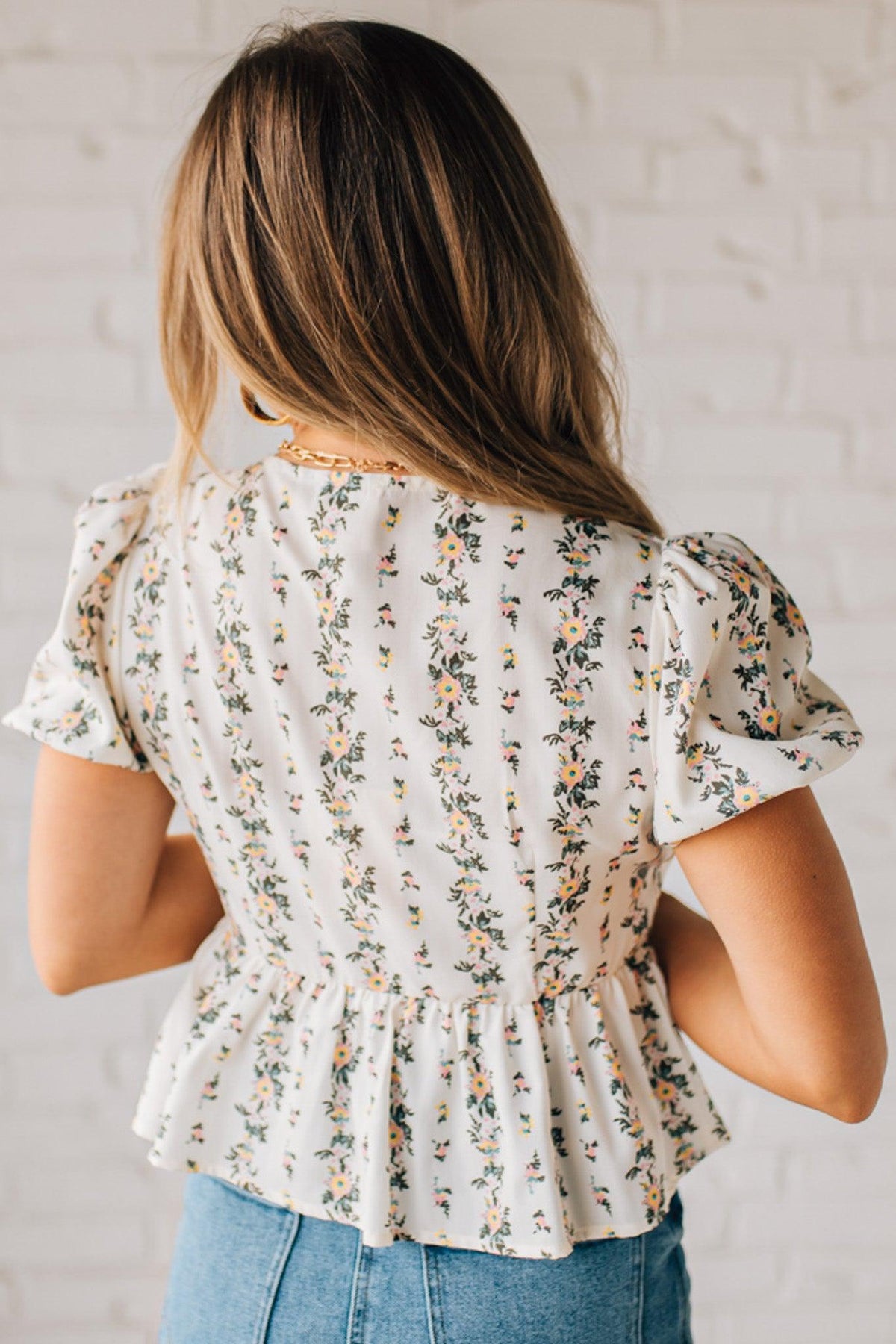 Blooming Tie Front Peplum Top