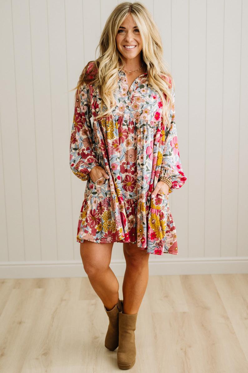 Bold Floral Tiered Dress