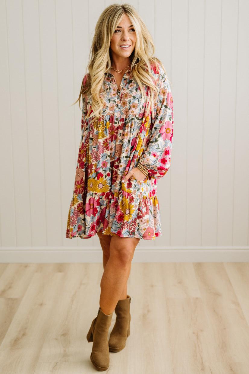 Bold Floral Tiered Dress
