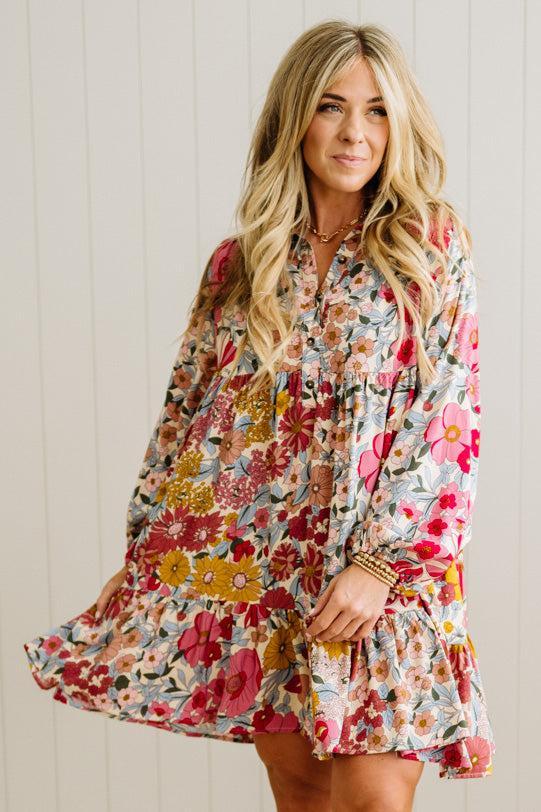 Bold Floral Tiered Dress