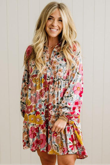 Bold Floral Tiered Dress