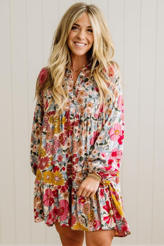 Bold Floral Tiered Dress