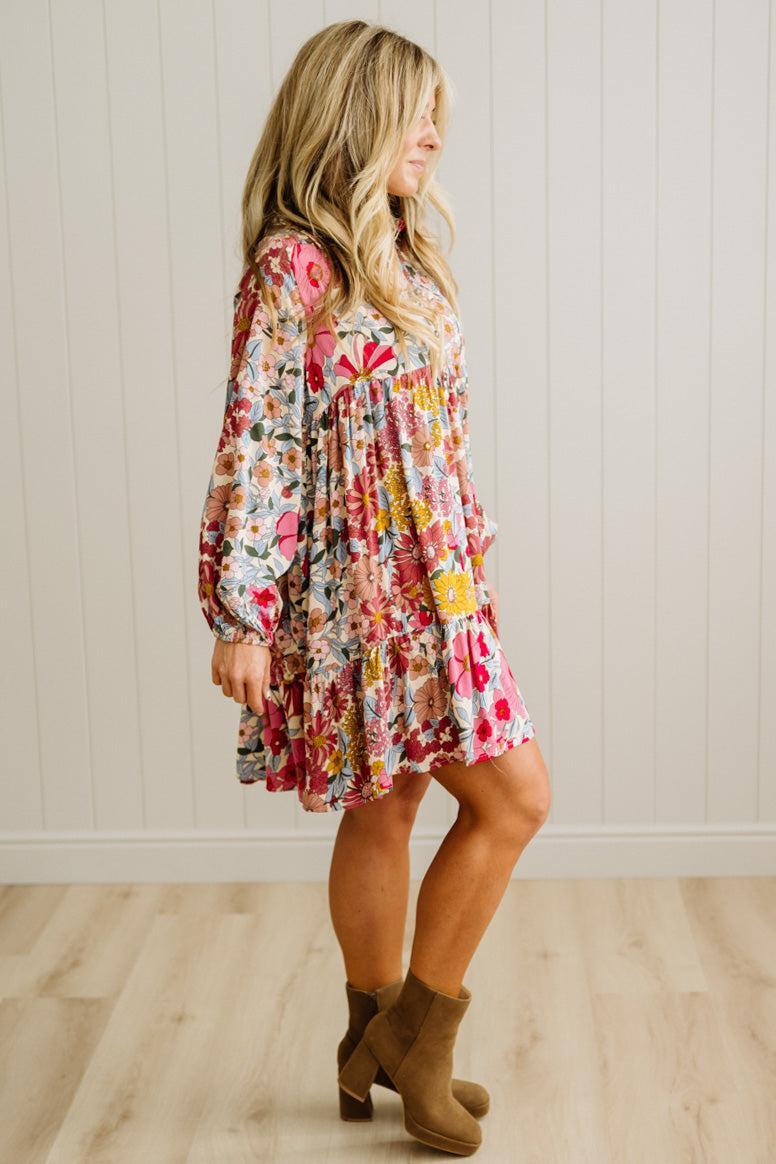 Bold Floral Tiered Dress