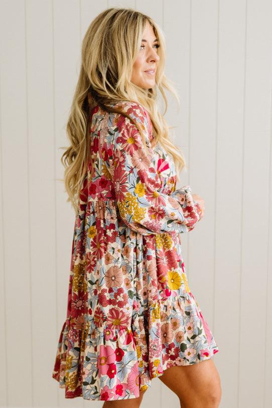 Bold Floral Tiered Dress