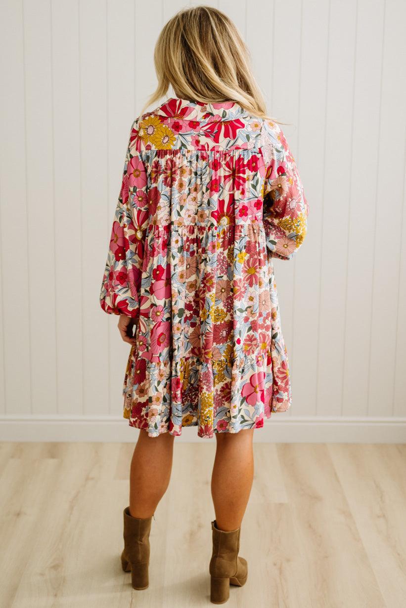 Bold Floral Tiered Dress