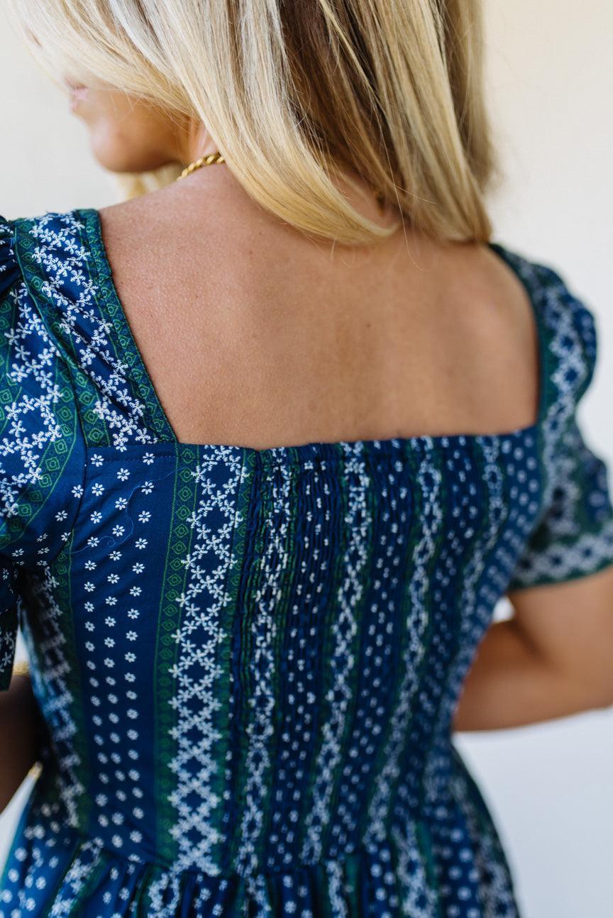 Border Print Tiered Maxi Dress