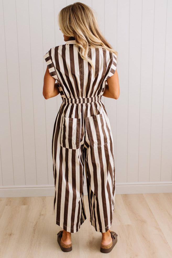 Bowie Barrel Leg Striped Jumpsuit