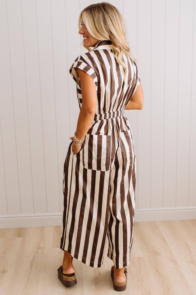 Bowie Barrel Leg Striped Jumpsuit